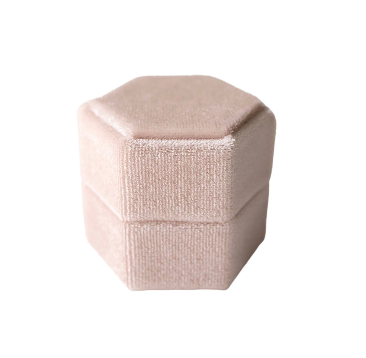 Blush Pink Hexagon Velvet Ring Box
