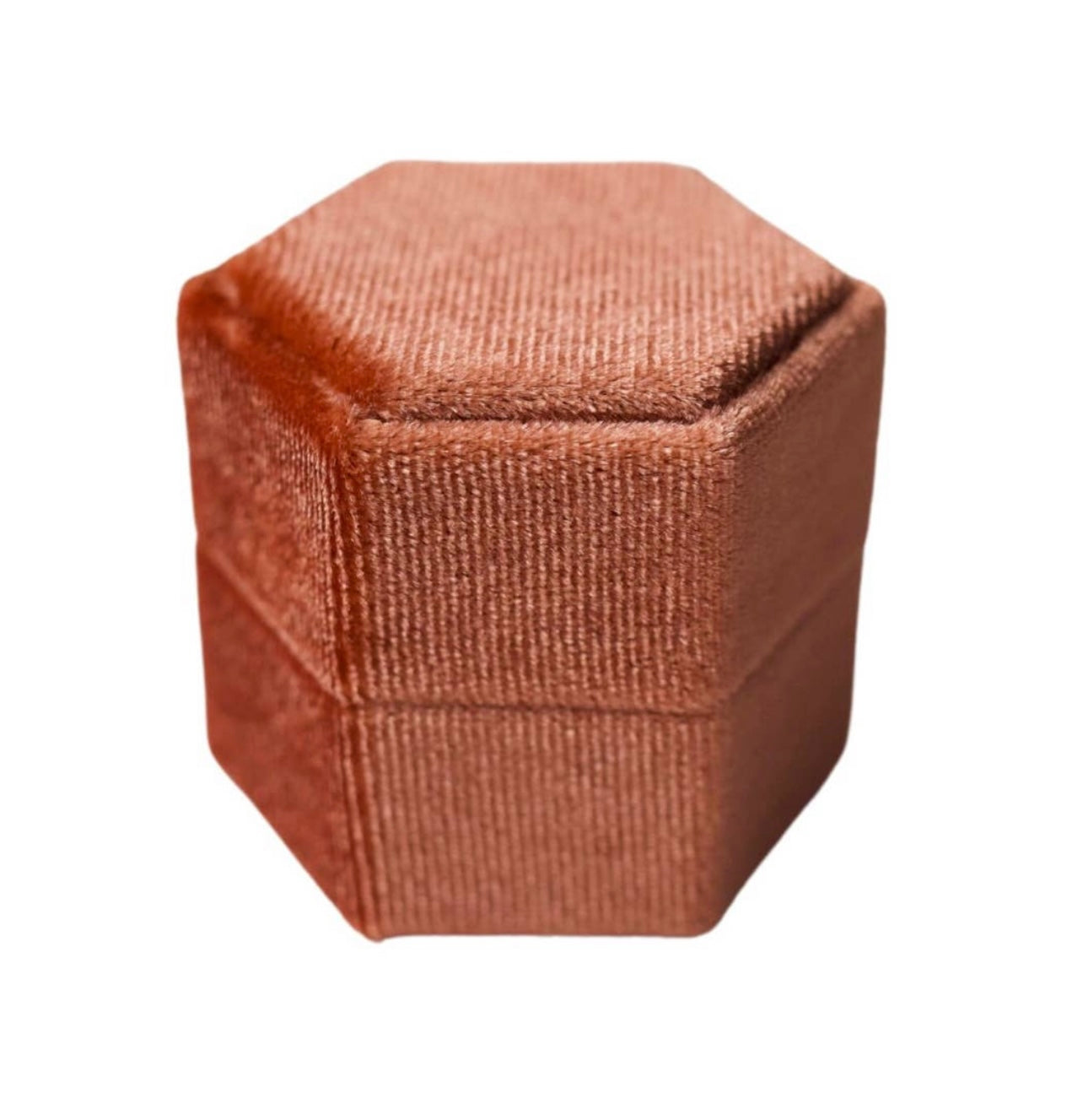 Burnt Orange Hexagon Velvet Ring Box