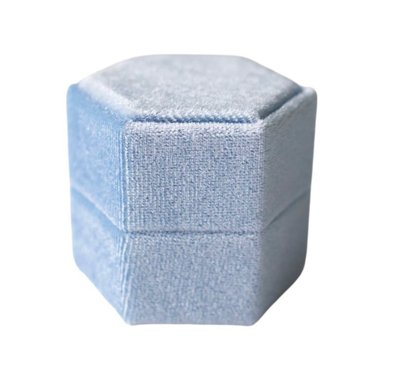 Light Blue Hexagon Velvet Ring Box