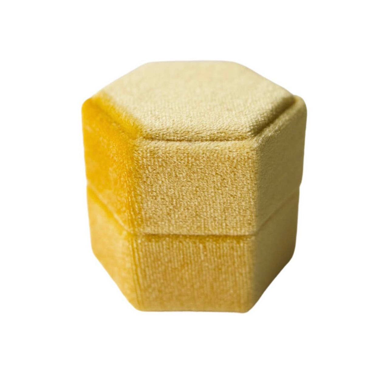 Yellow Hexagon Velvet Ring Box