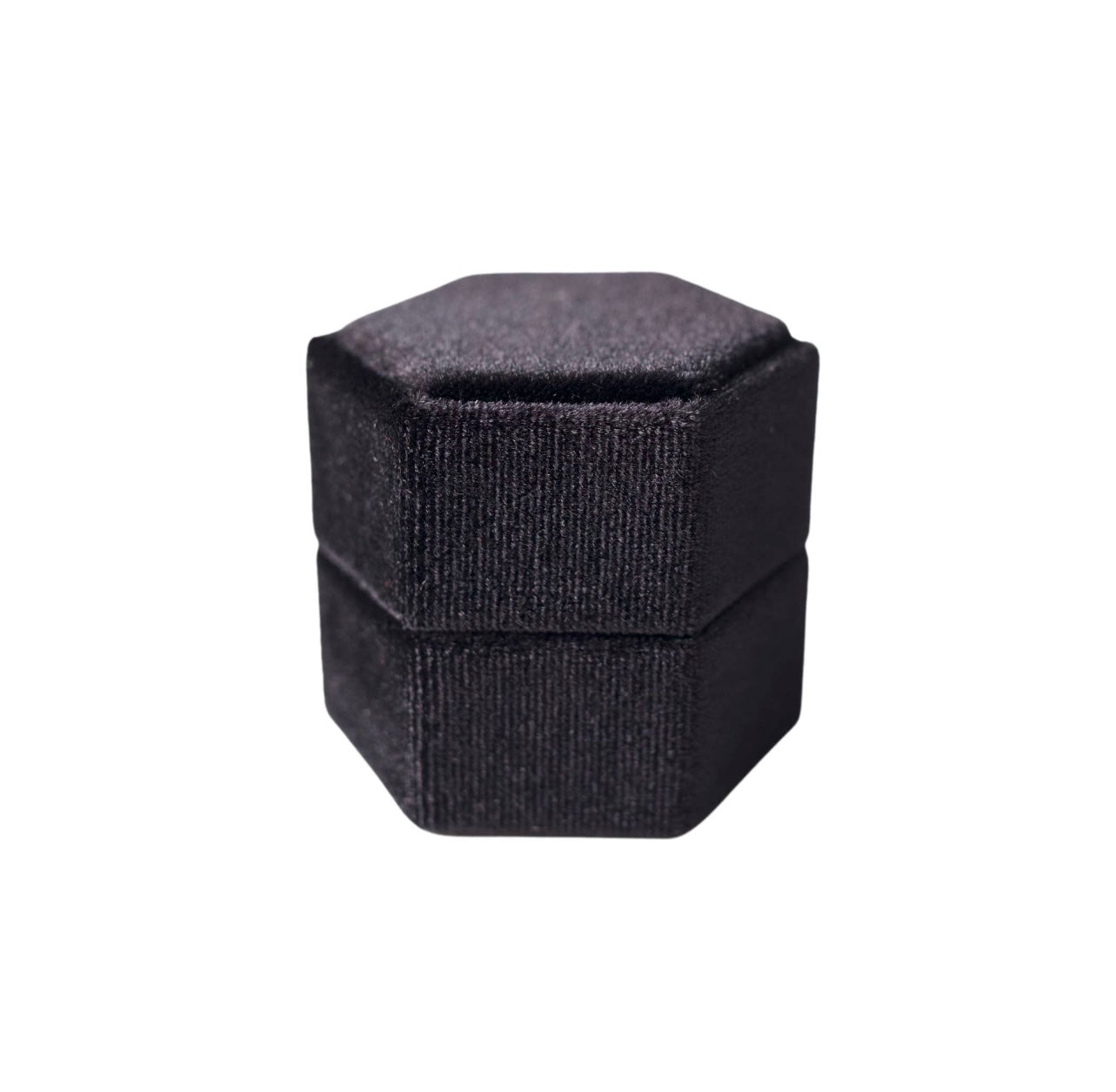 Black Hexagon Velvet Ring Box