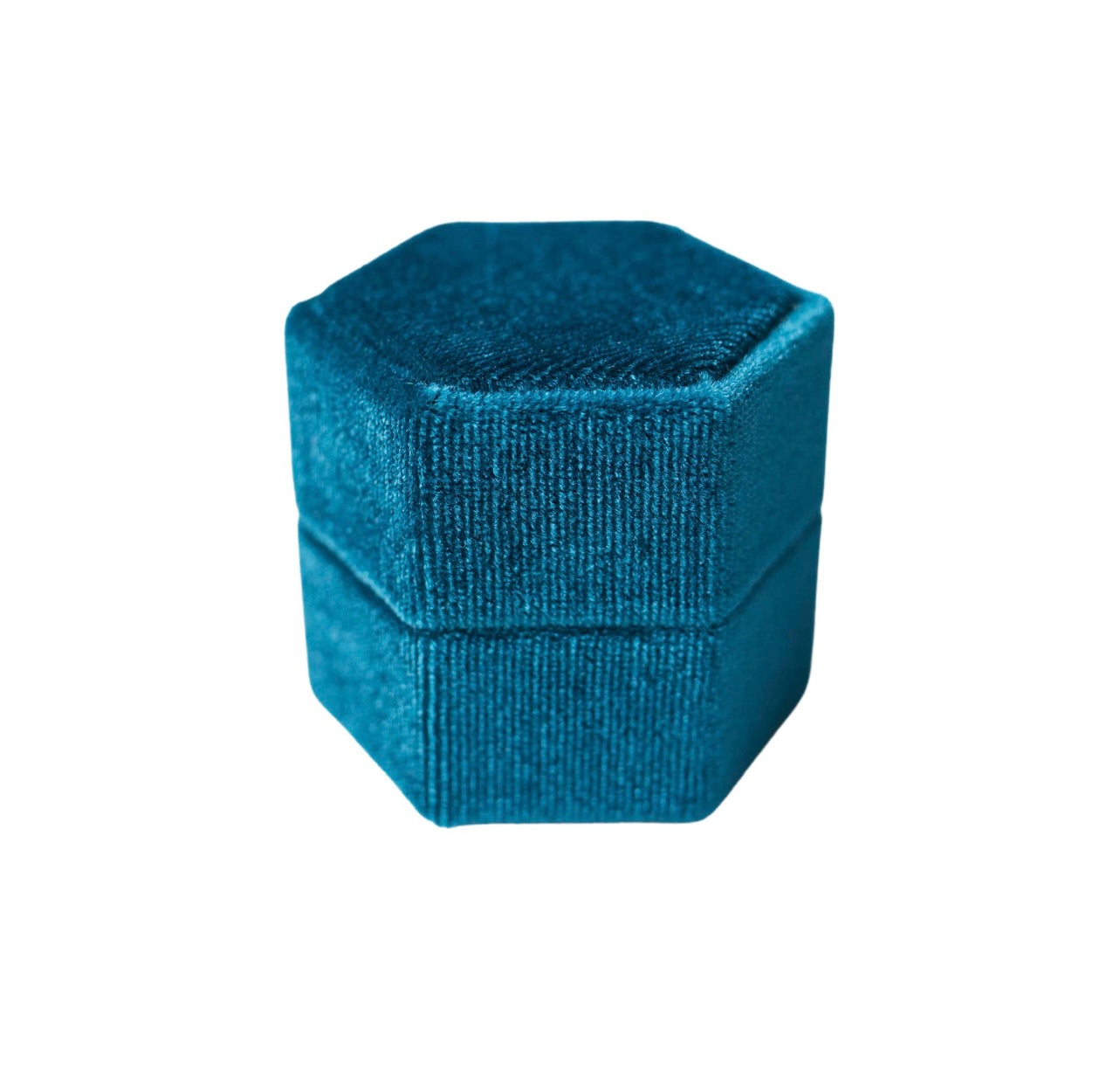Aqua Hexagon Velvet Ring Box