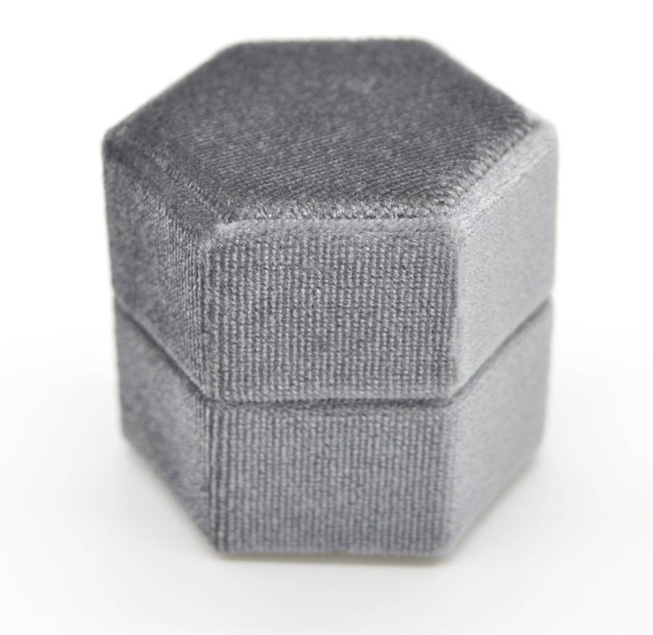 Grey Hexagon Velvet Ring Box
