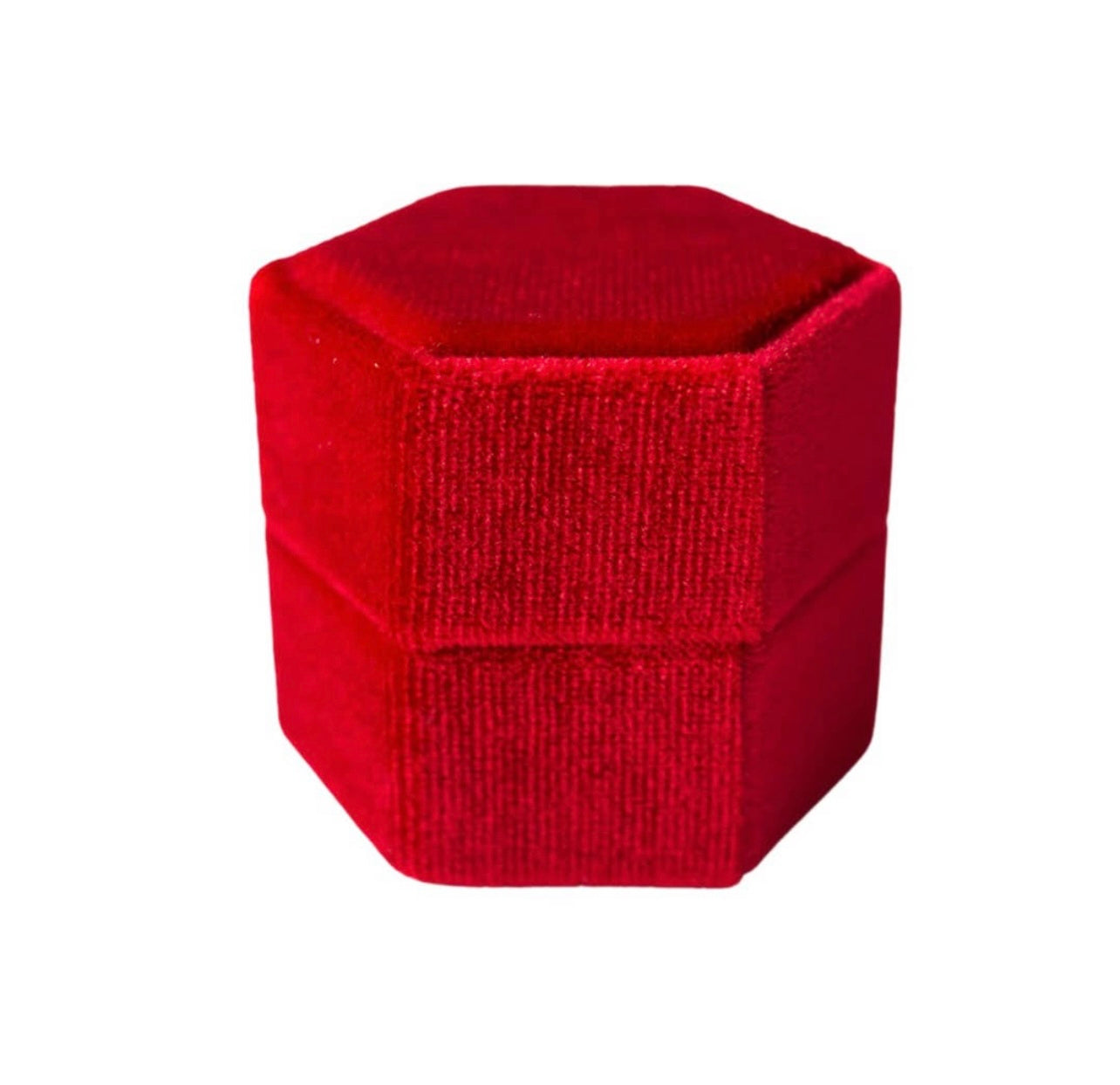 Red Hexagon Velvet Ring Box