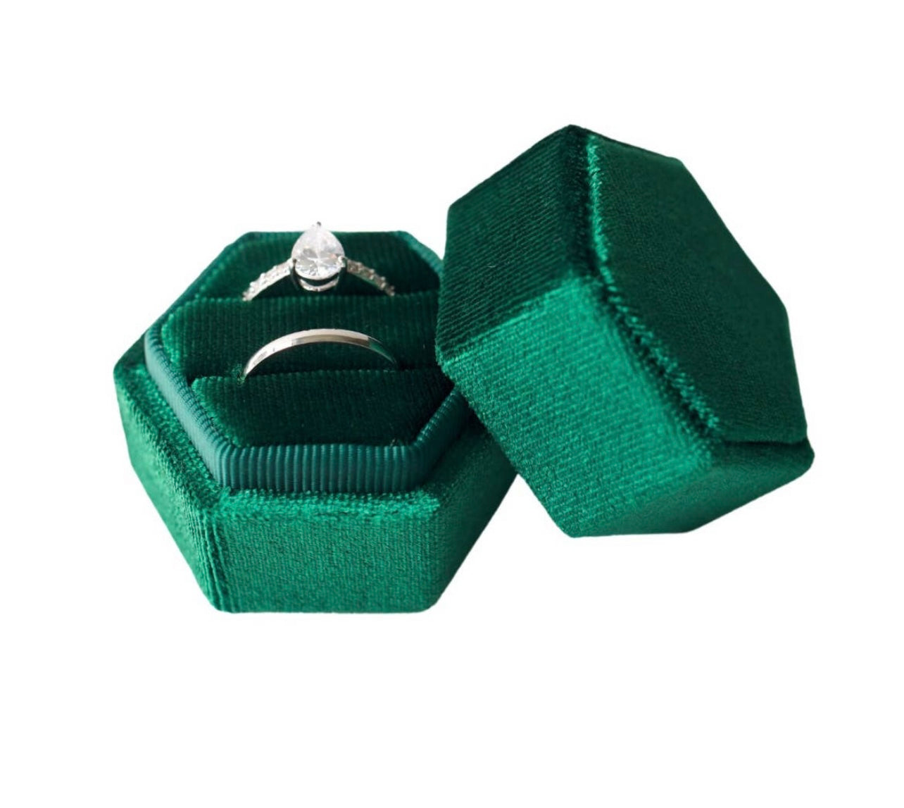 Emerald Hexagon Velvet Ring Box