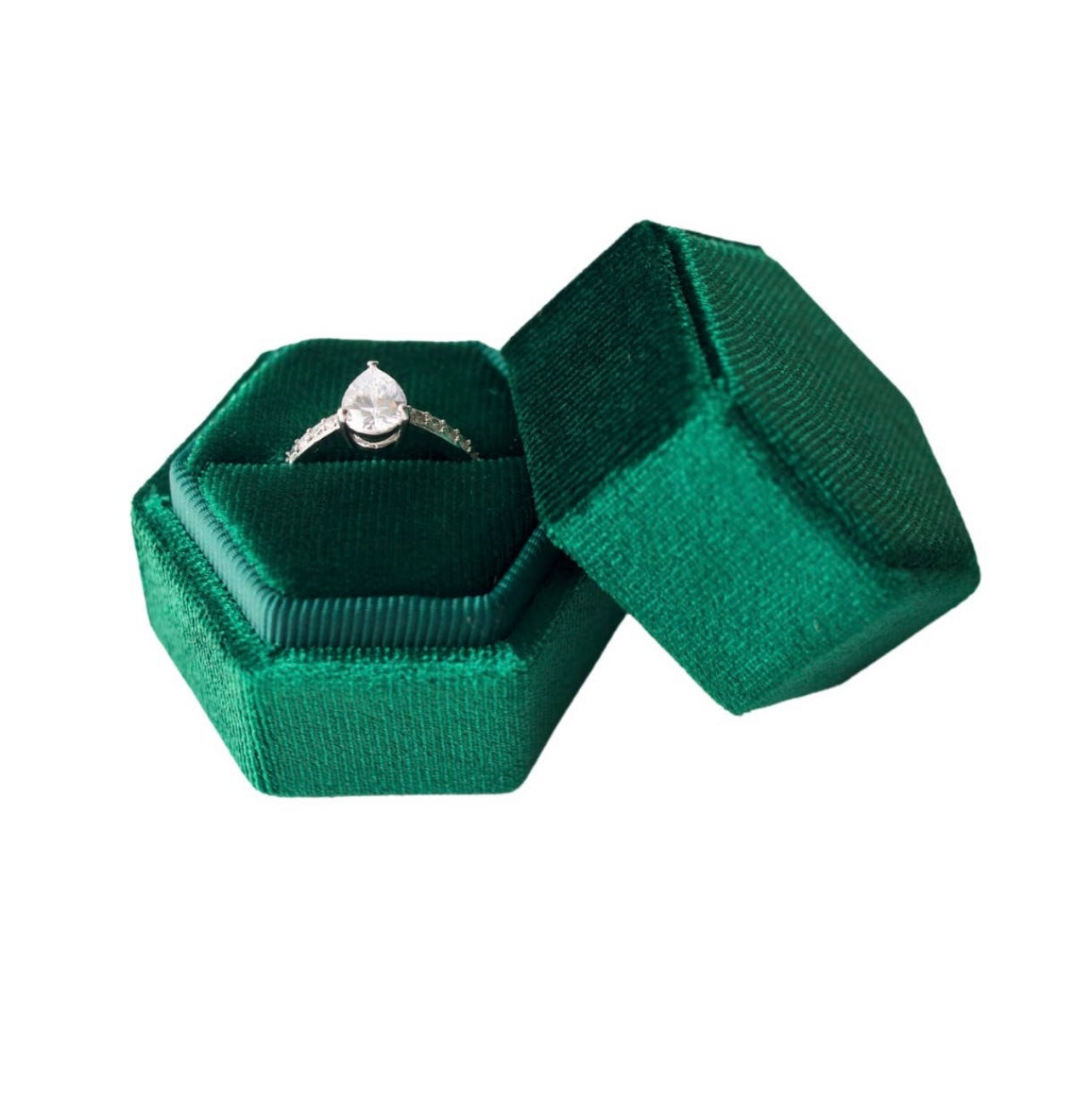 Emerald Hexagon Velvet Ring Box