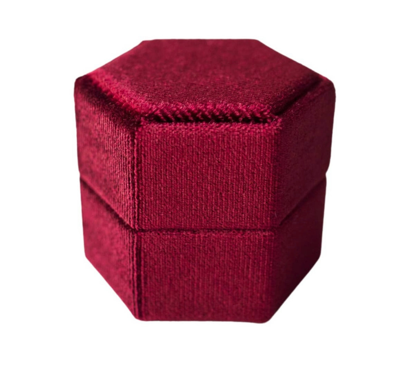 Wine Hexagon Velvet Ring Box