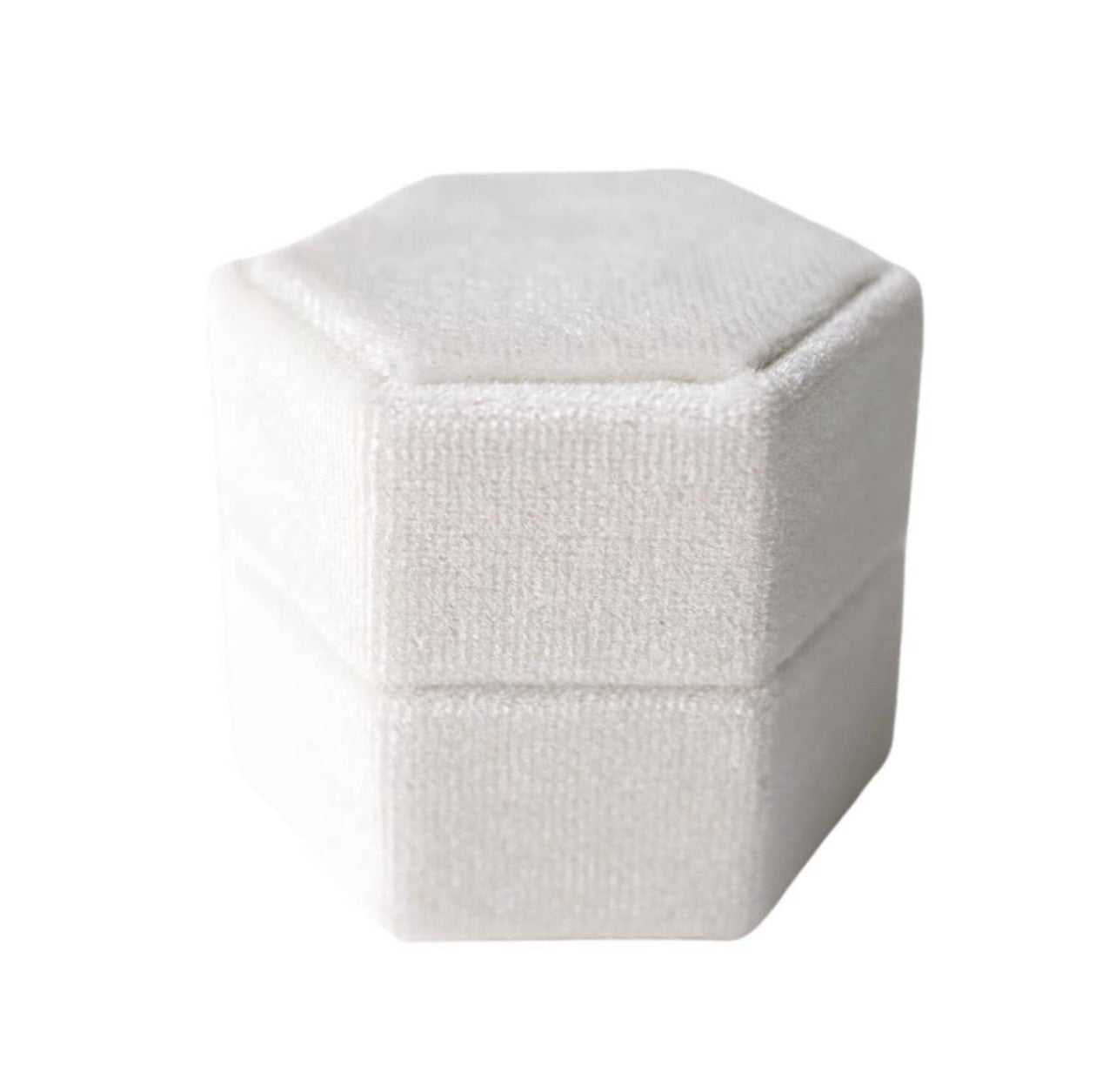 White Hexagon Velvet Ring Box